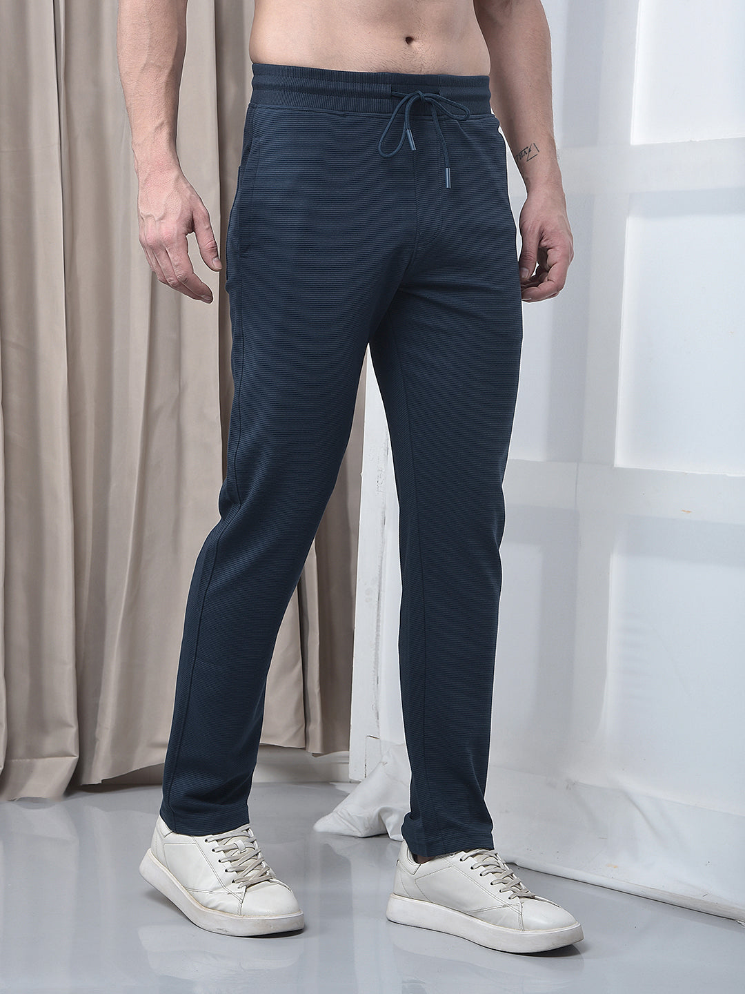 cobb navy blue striped waist rib lower