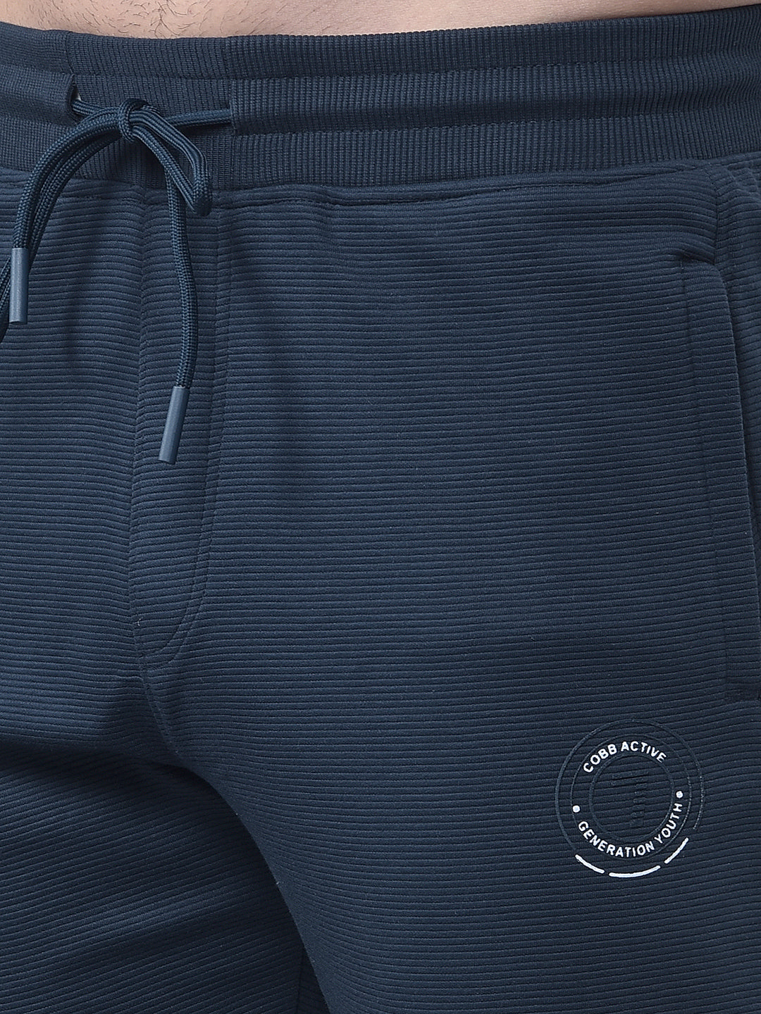 cobb navy blue striped waist rib lower