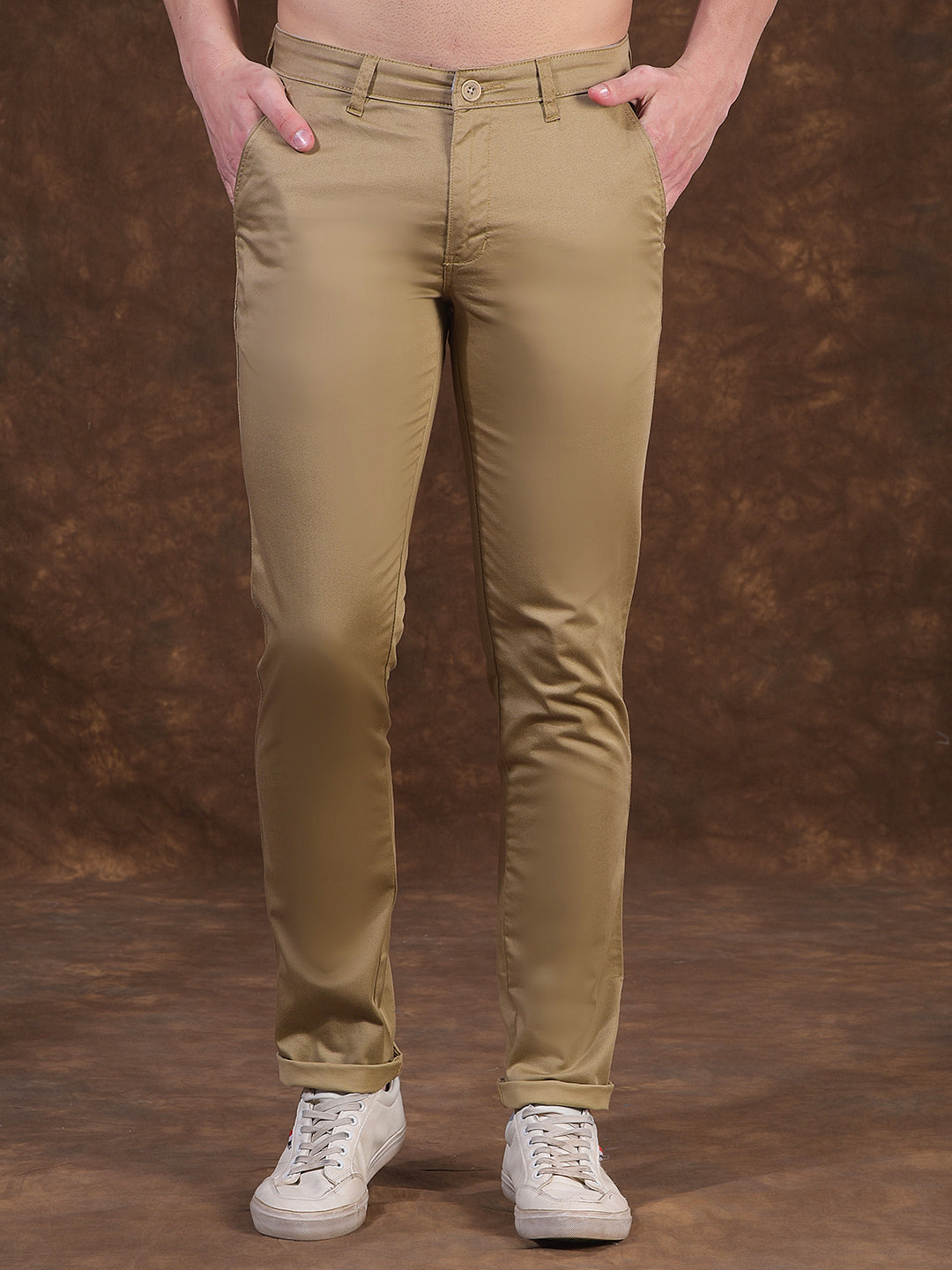 cobb khaki narrow-fit casual trouser