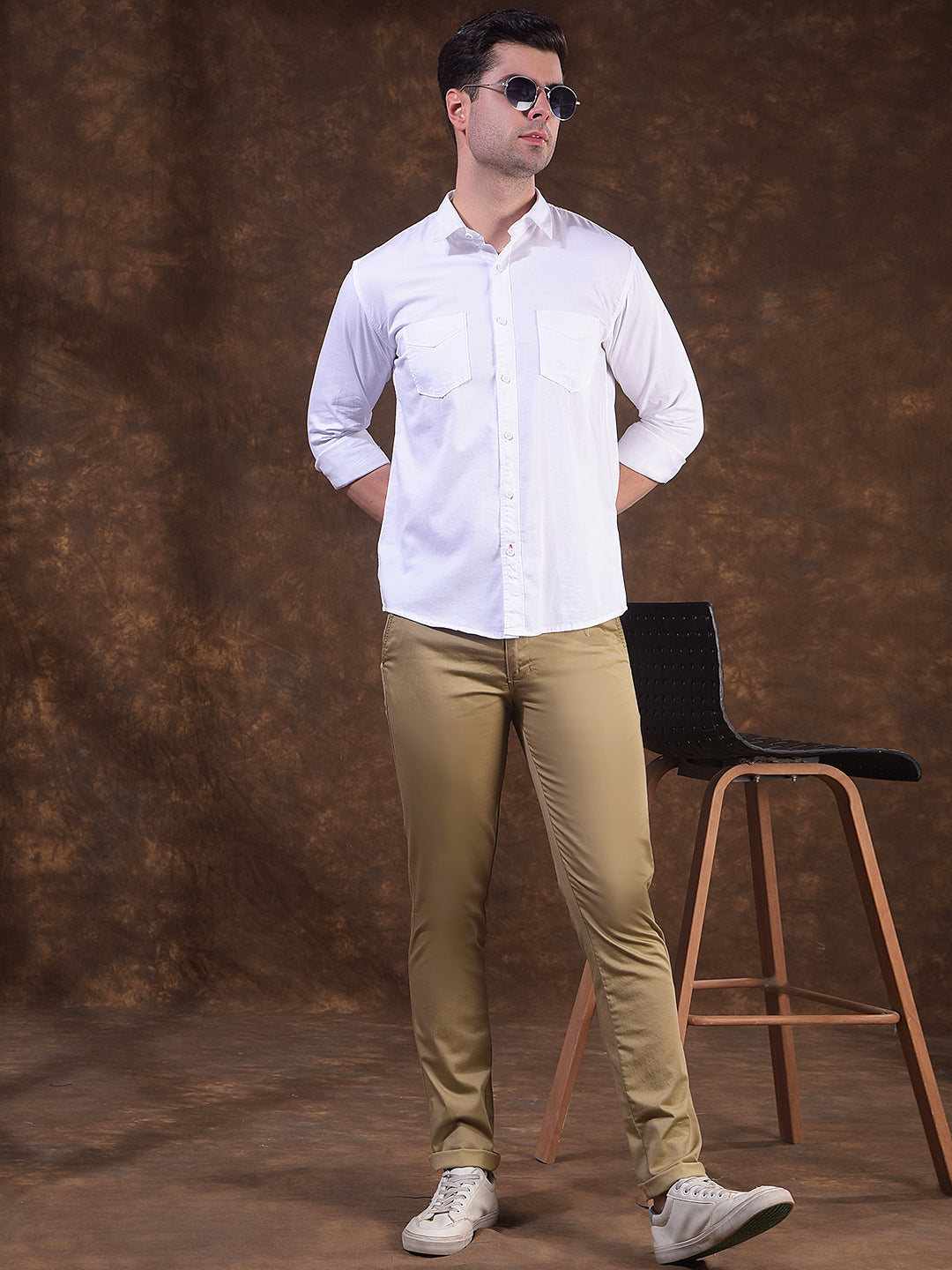 cobb khaki narrow-fit casual trouser