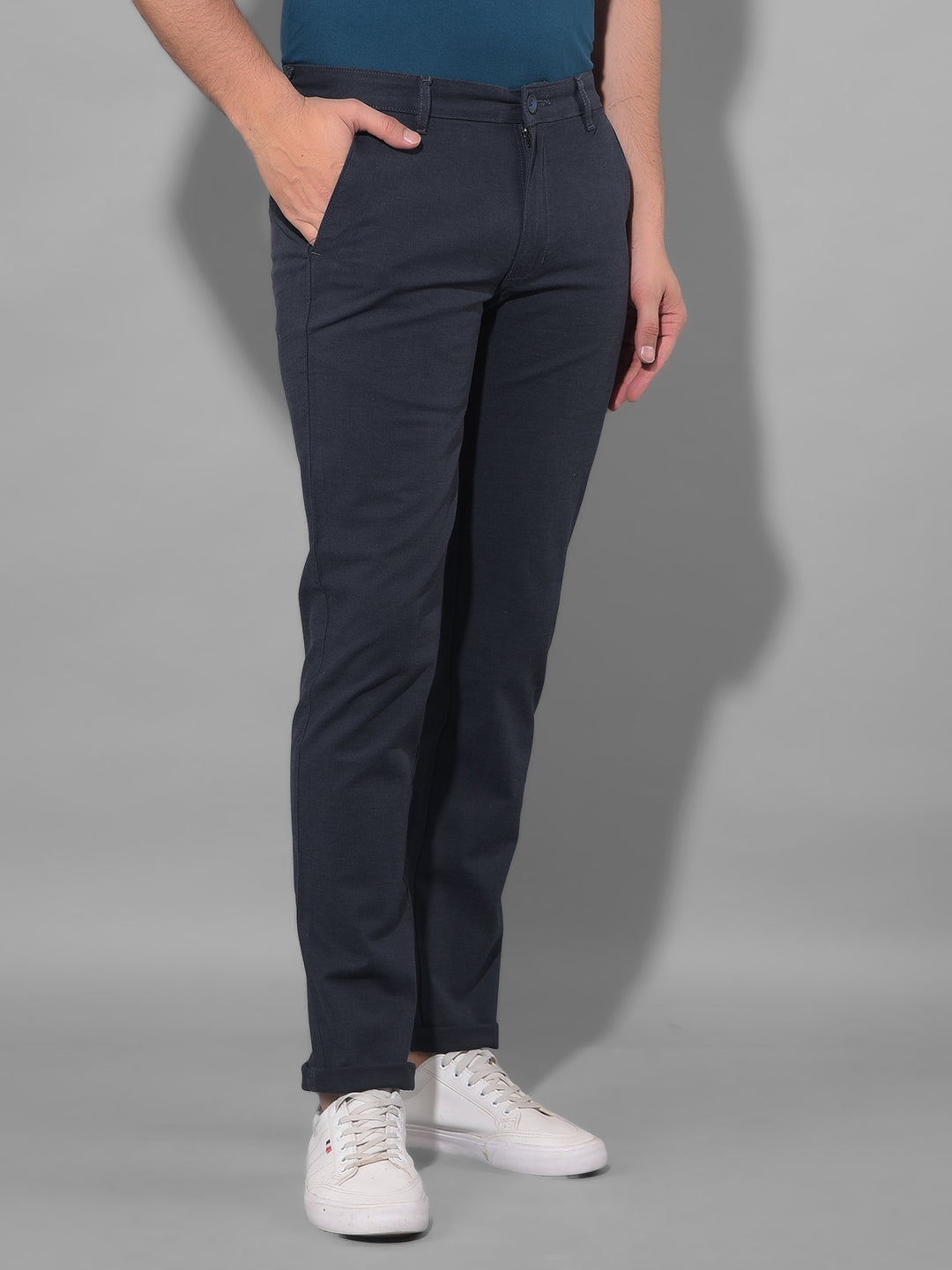 cobb navy blue ultra fit casual trouser