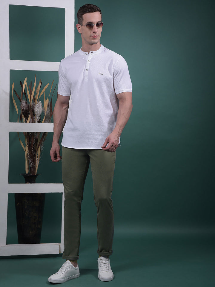 cobb solid green ultra-fit casual trouser