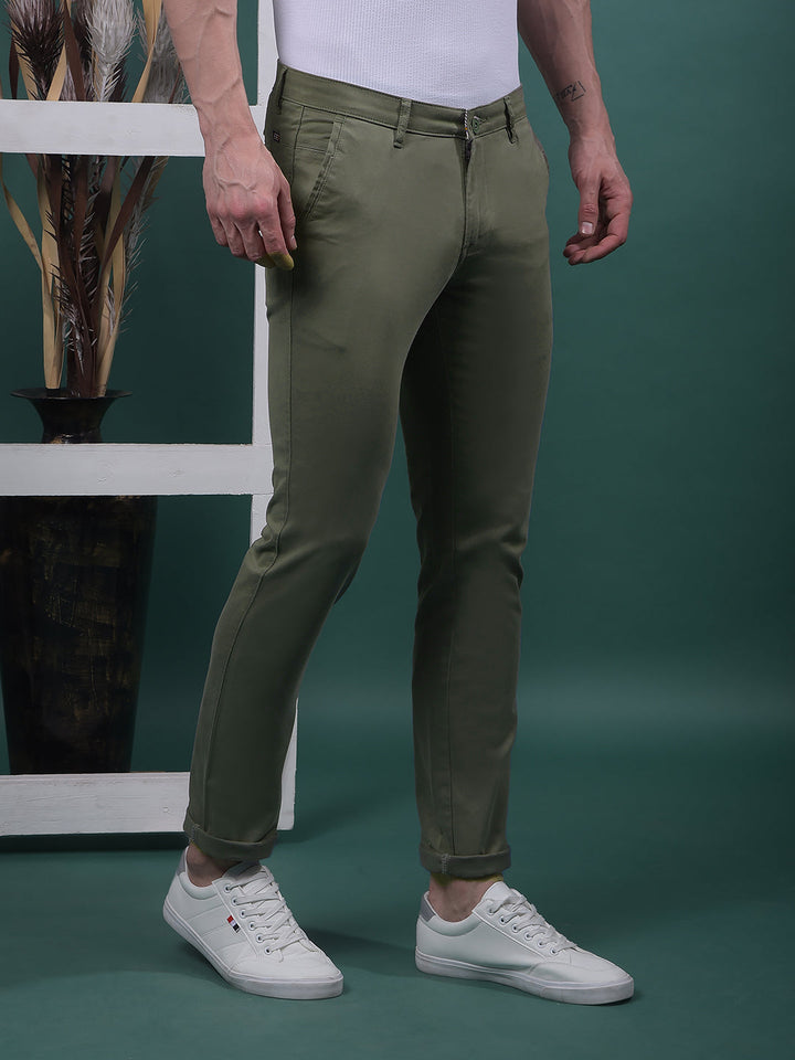 COBB SOLID GREEN ULTRA-FIT CASUAL TROUSER