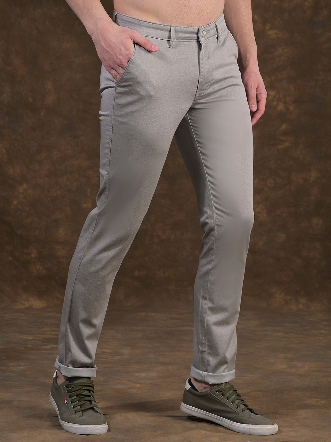 cobb grey narrow-fit casual trouser
