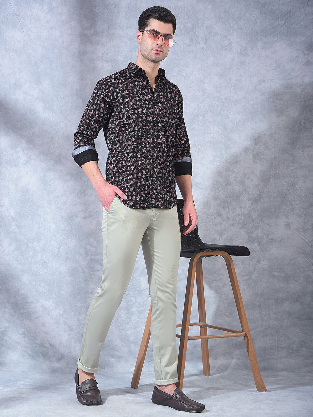 cobb pista green narrow-fit casual trouser