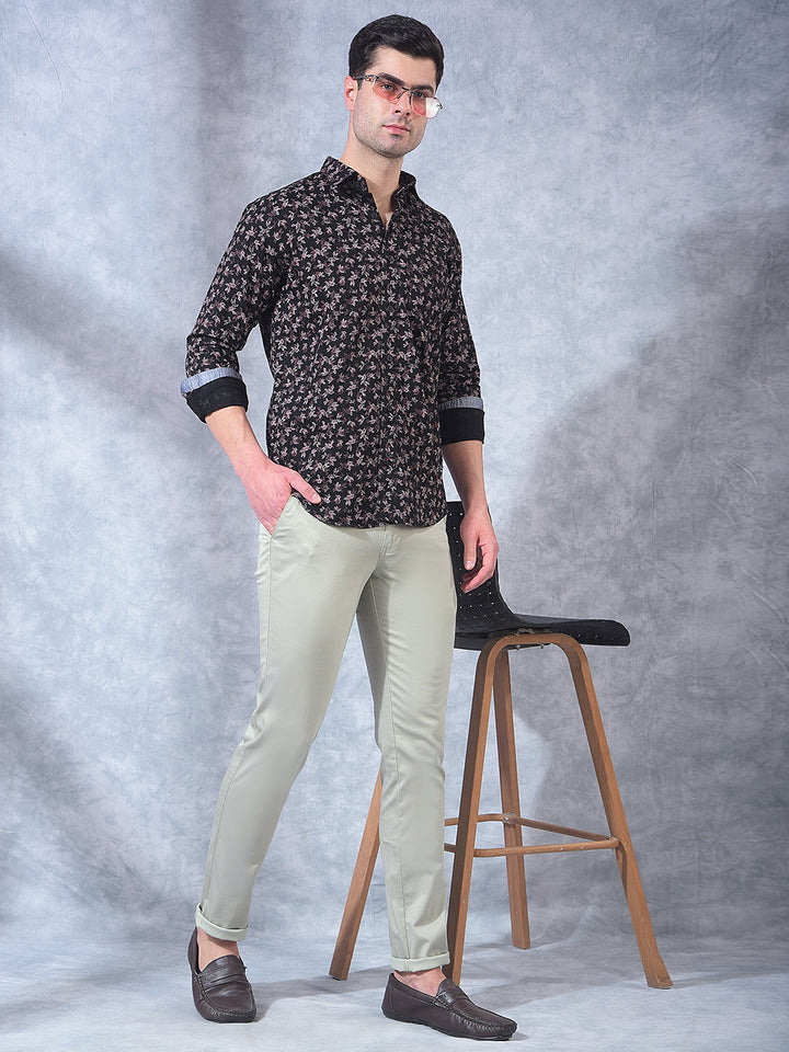 cobb pista green narrow-fit casual trouser