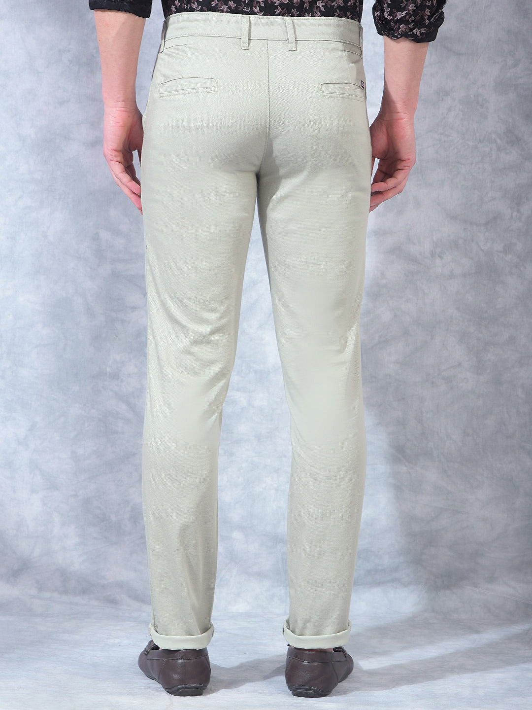 cobb pista green narrow-fit casual trouser