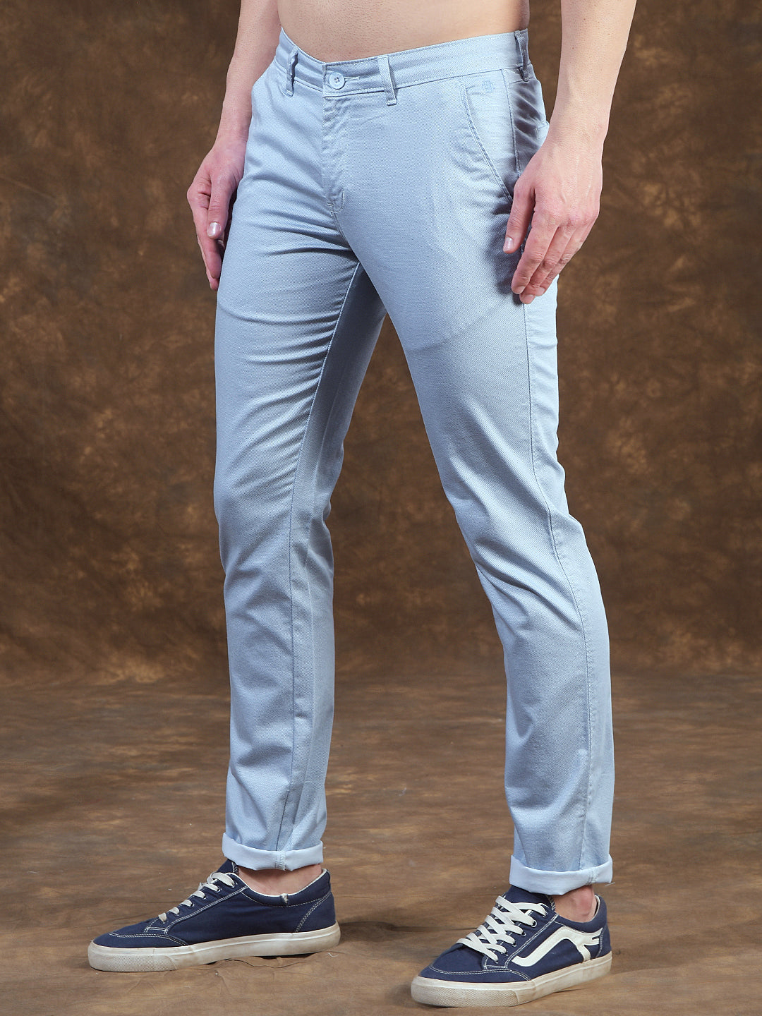 cobb sky blue narrow-fit casual trouser