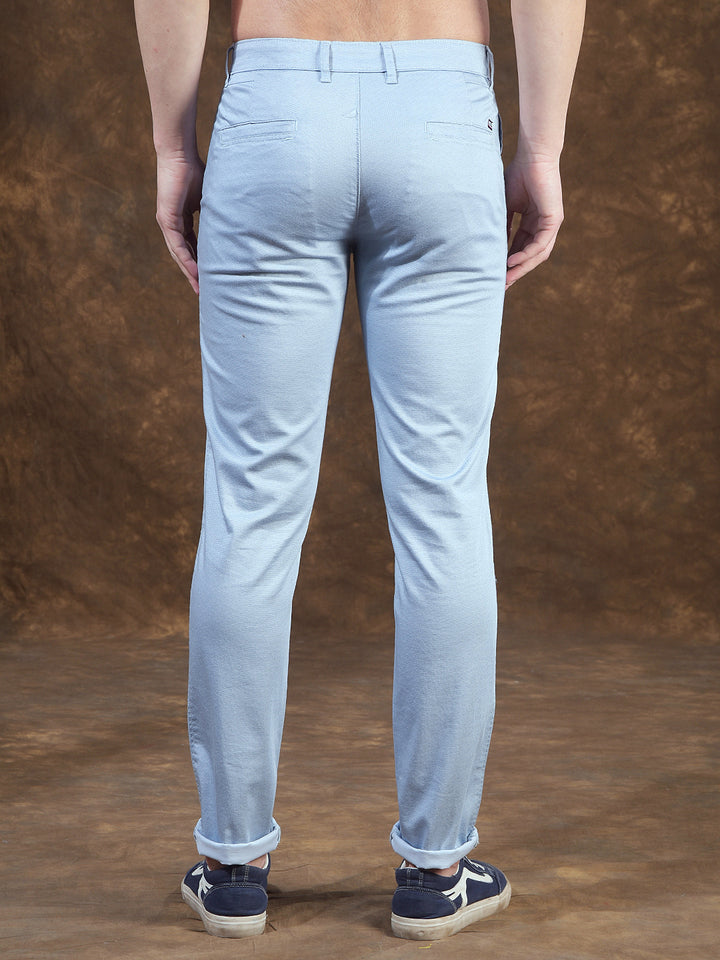 cobb sky blue narrow-fit casual trouser