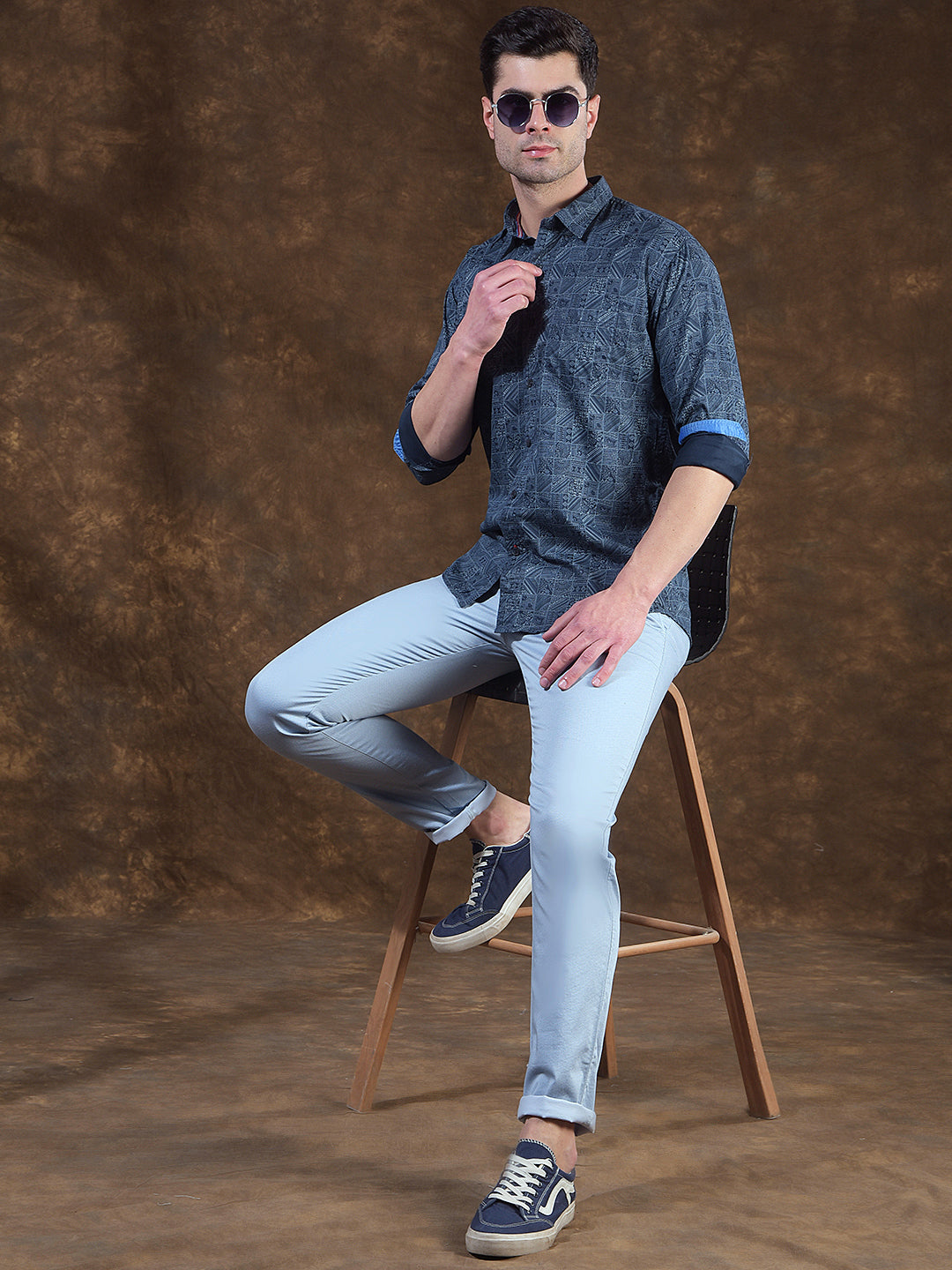 COBB SKY BLUE NARROW-FIT CASUAL TROUSER