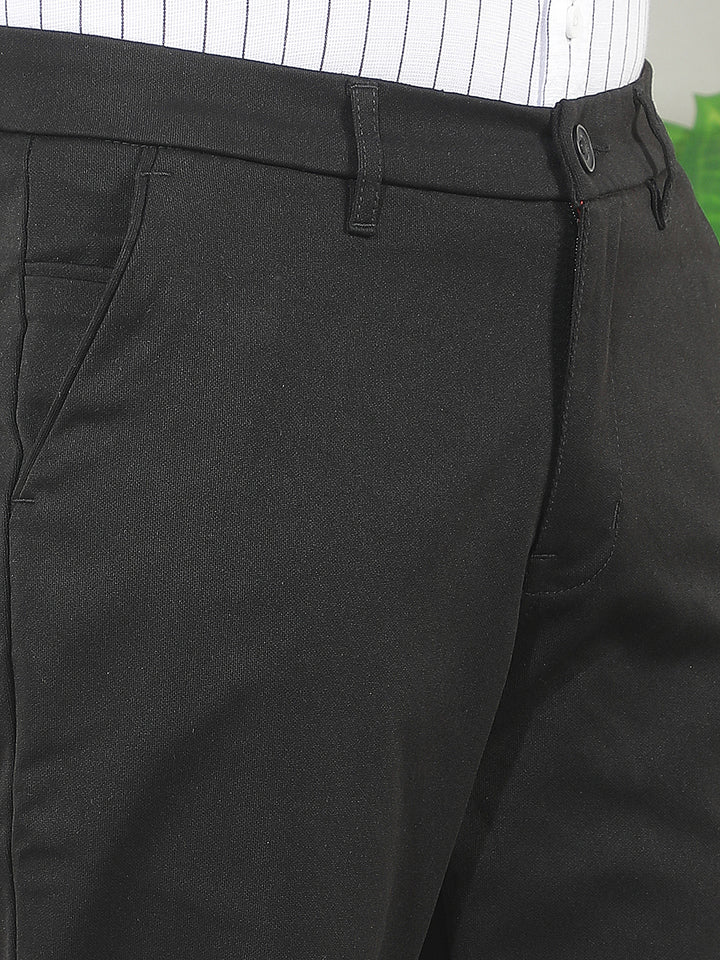 black straight-fit casual trouser