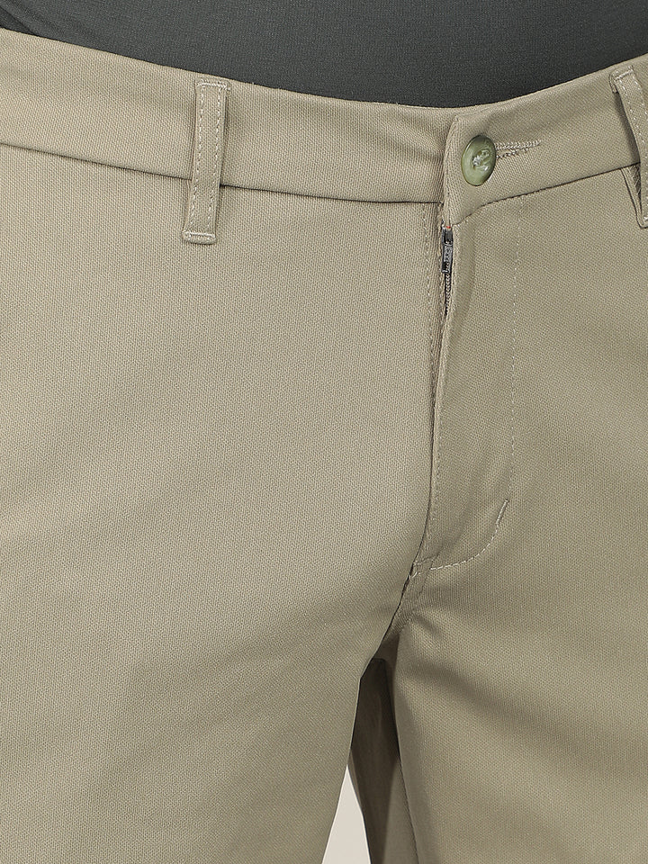 moss green straight-fit casual trouser