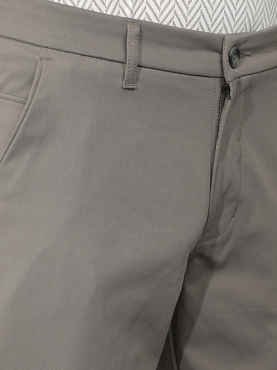 OLIVE GREY STRAIGHT-FIT CASUAL TROUSER
