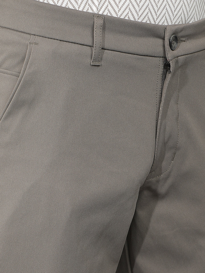 OLIVE GREY STRAIGHT-FIT CASUAL TROUSER
