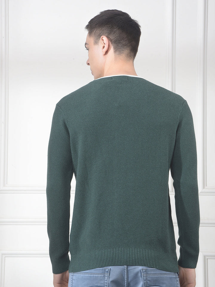 cobb green self-design round neck sweater
