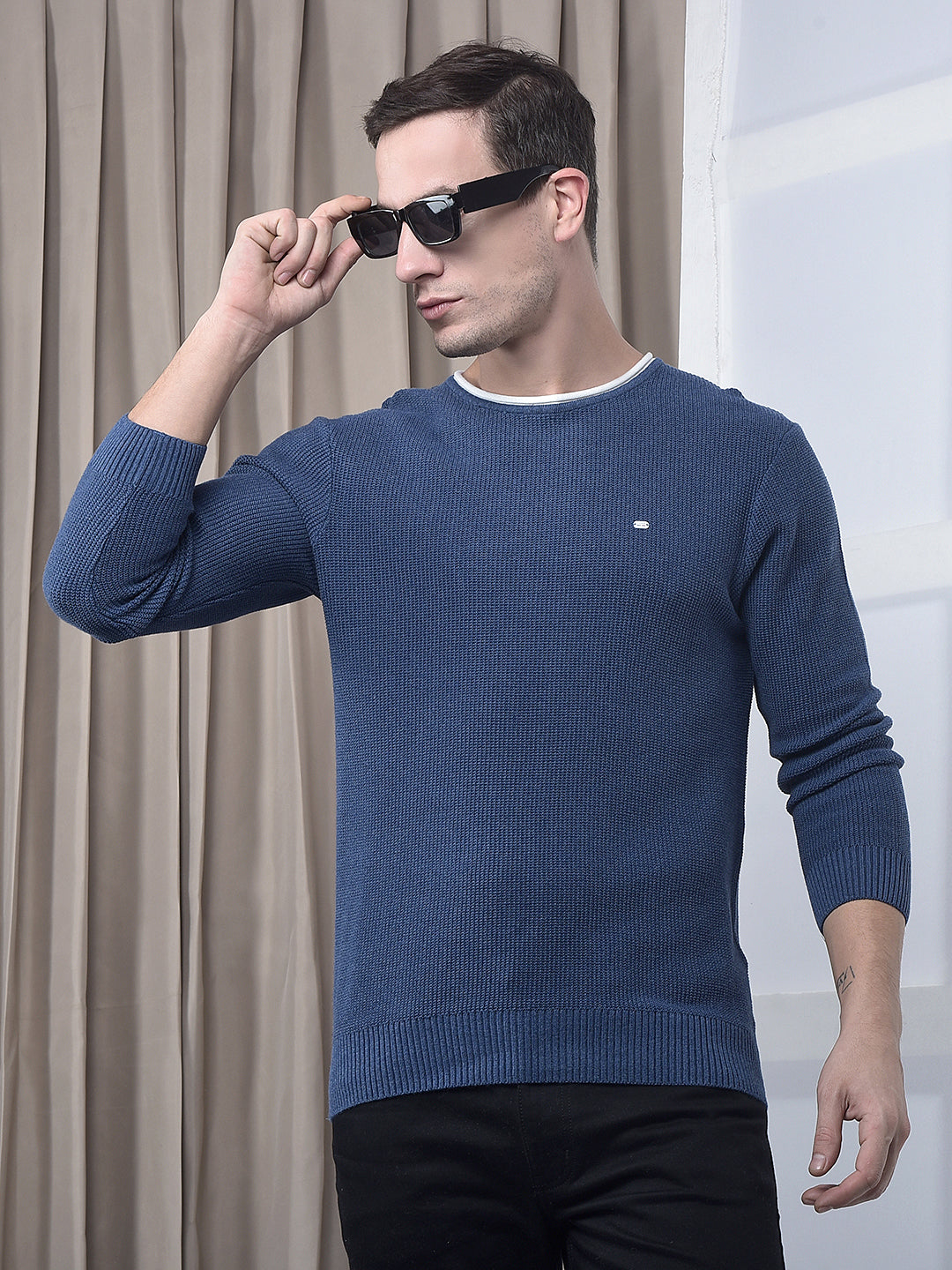 cobb solid air force round neck sweater