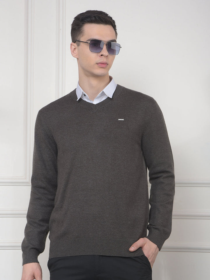cobb solid anthra v-neck sweater