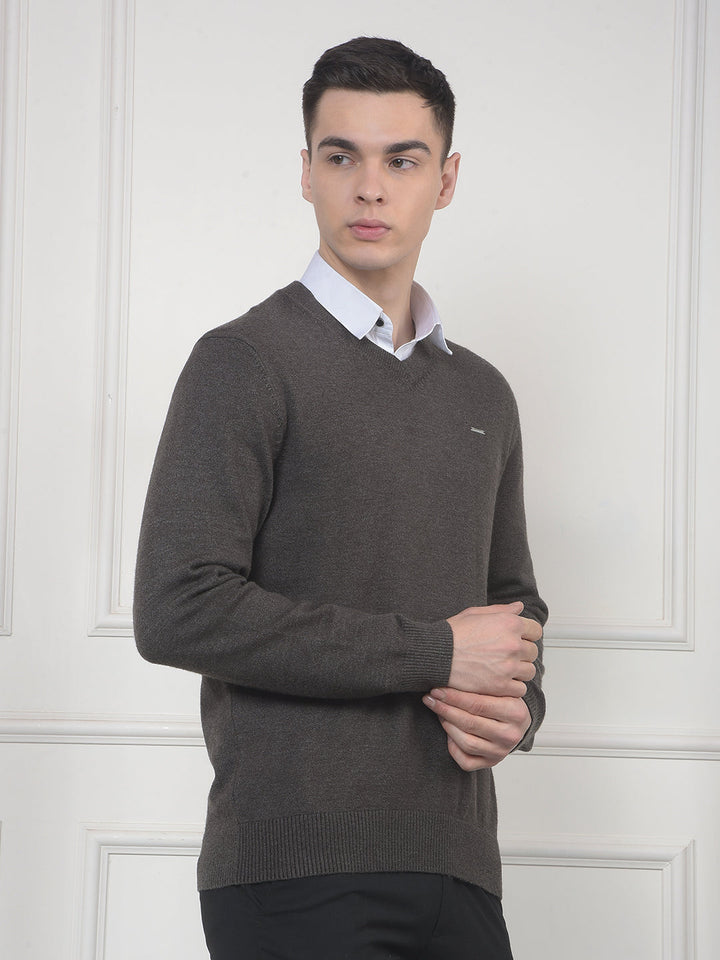 cobb solid anthra v-neck sweater