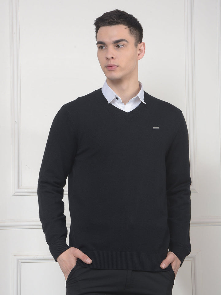cobb solid black v-neck sweater