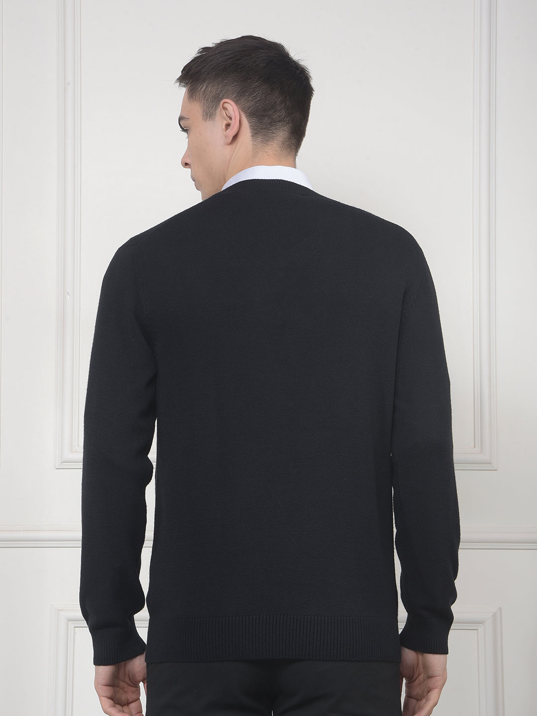 cobb solid black v-neck sweater