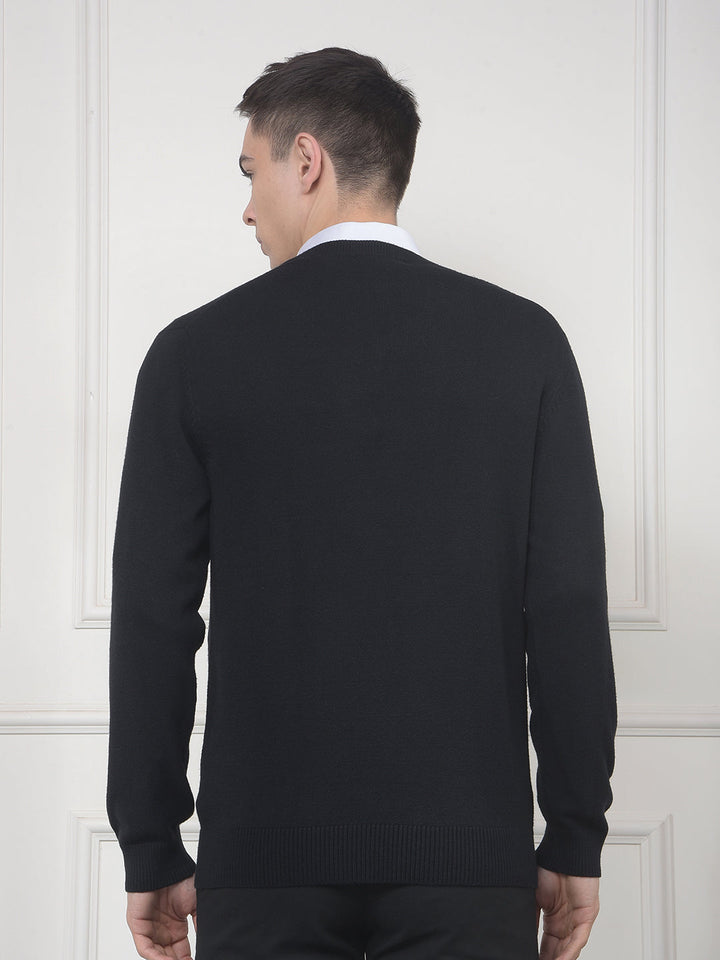 cobb solid black v-neck sweater