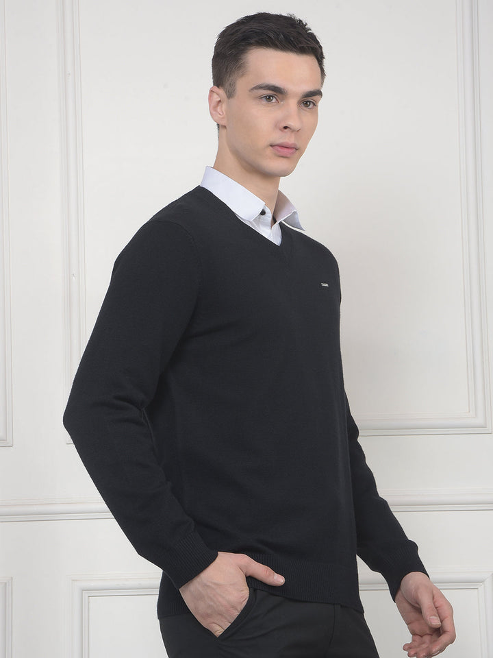 cobb solid black v-neck sweater