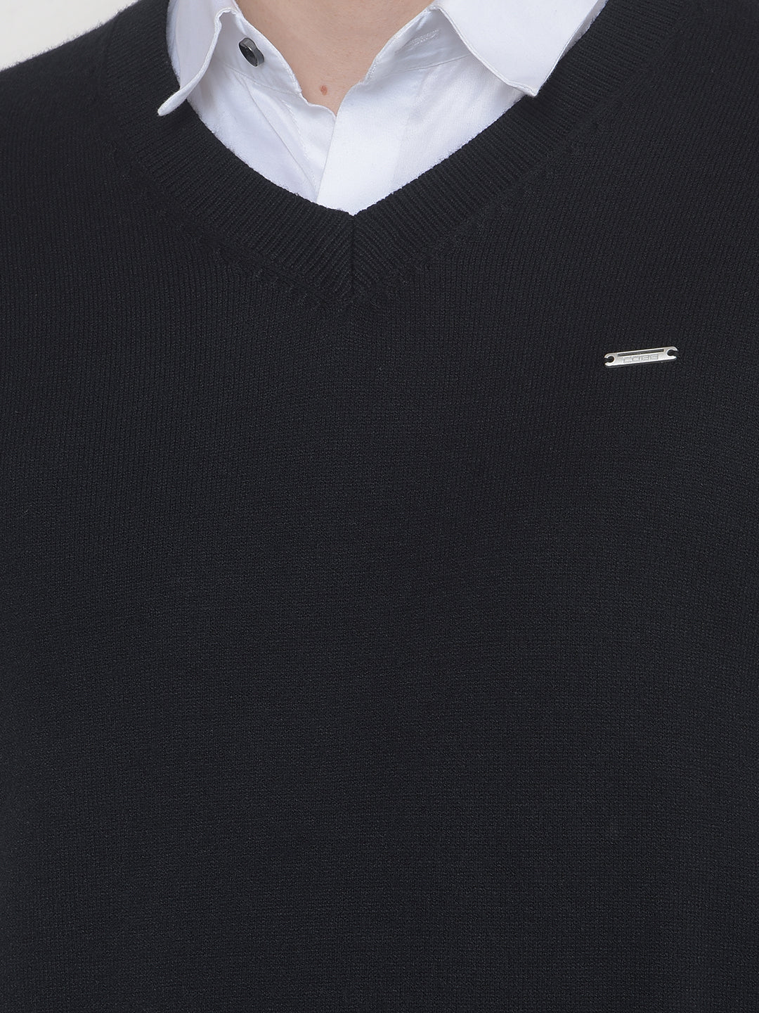 COBB SOLID BLACK V-NECK SWEATER