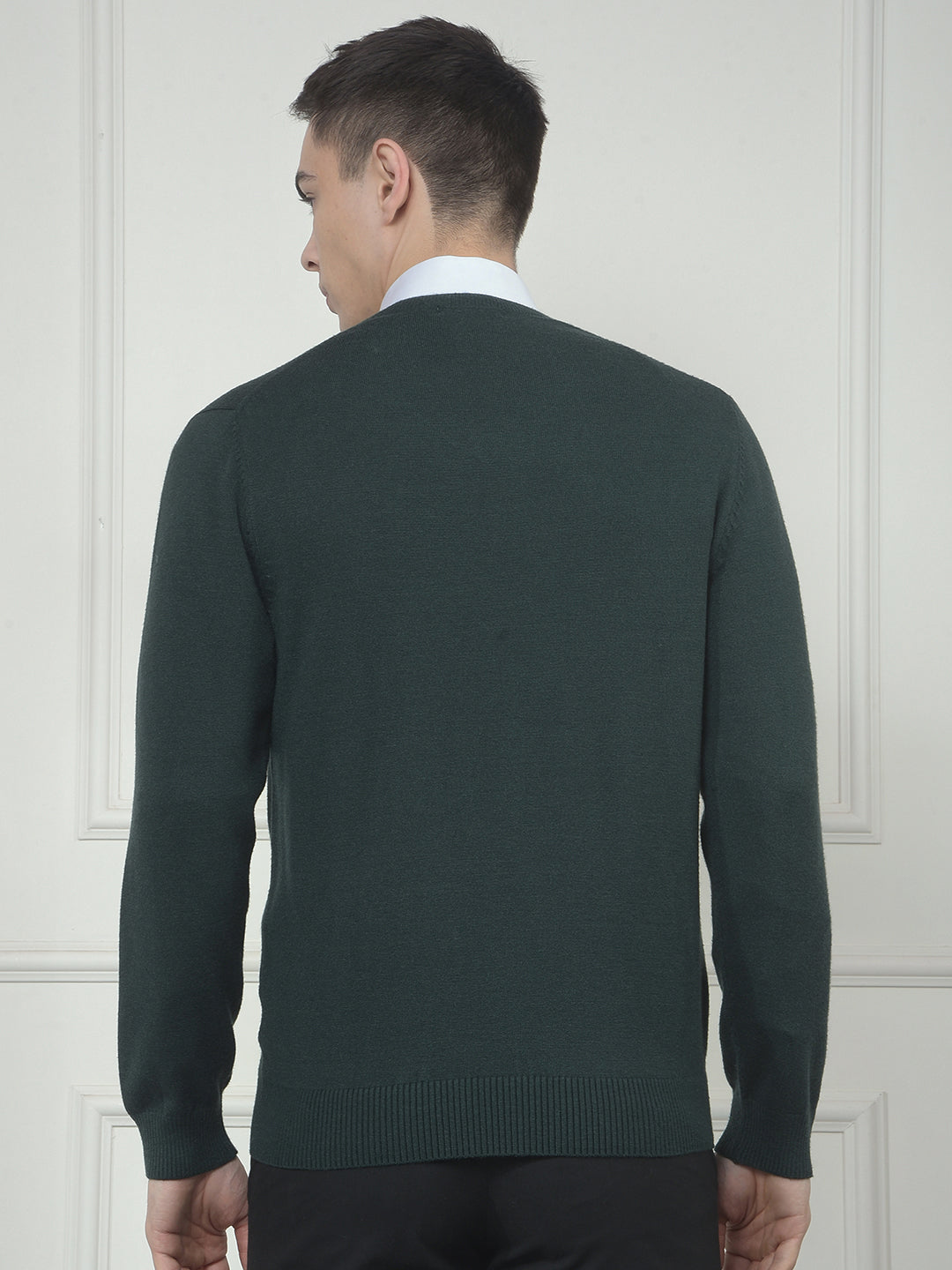 cobb solid bottle green v-neck sweater