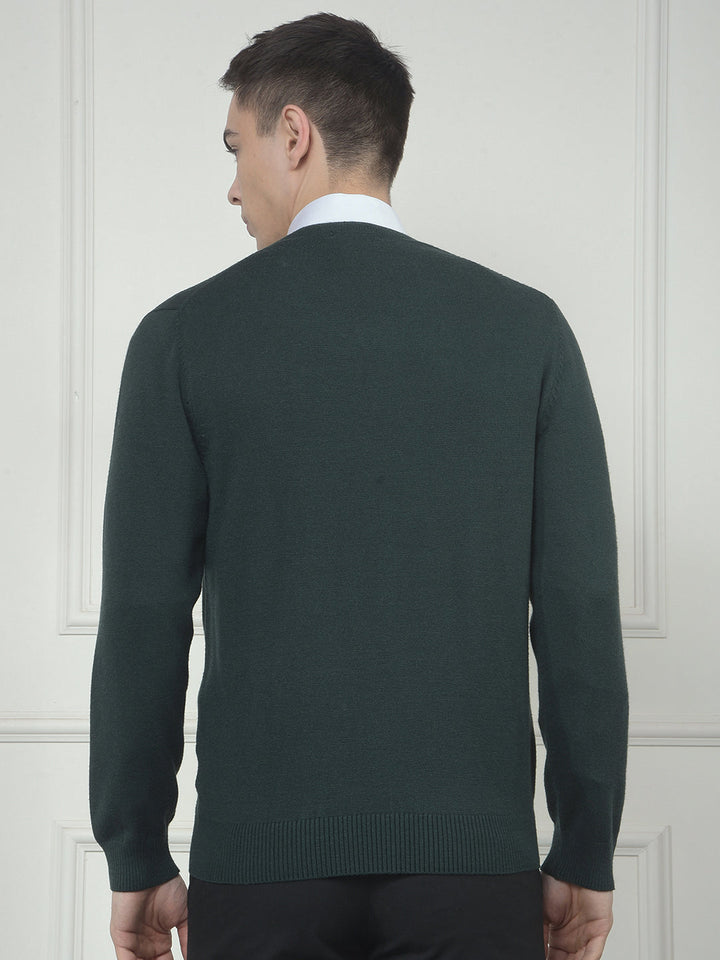 cobb solid bottle green v-neck sweater