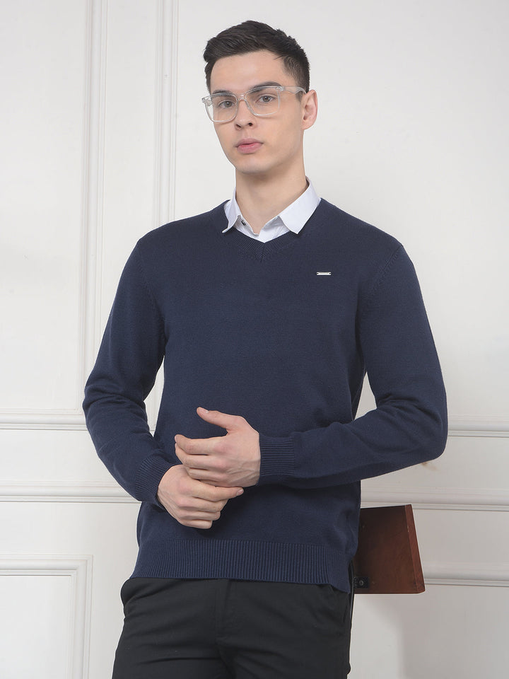cobb solid navy v-neck sweater