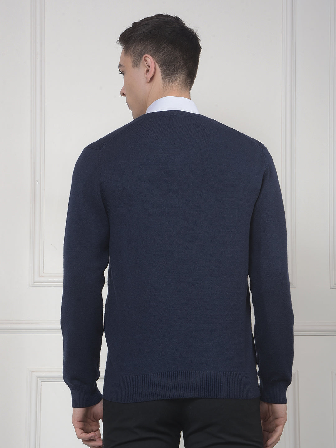 cobb solid navy v-neck sweater