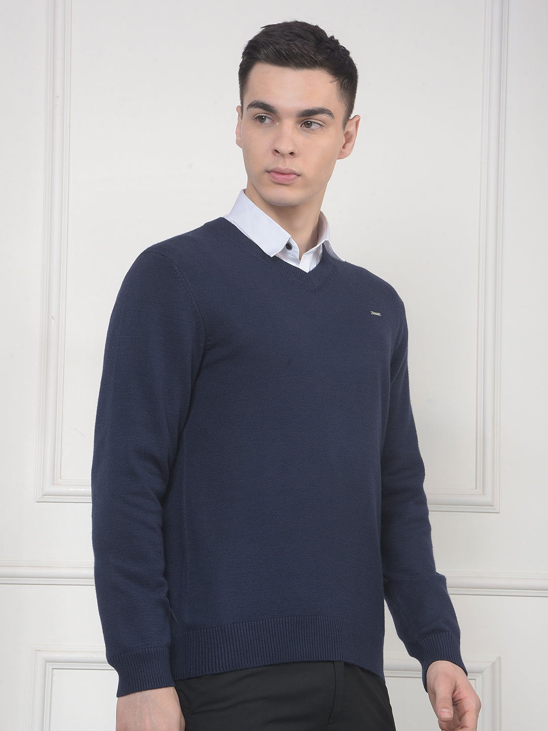cobb solid navy v-neck sweater