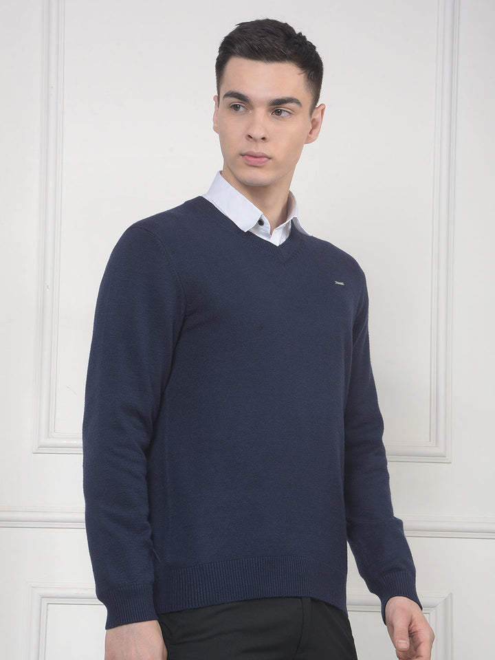 cobb solid navy v-neck sweater
