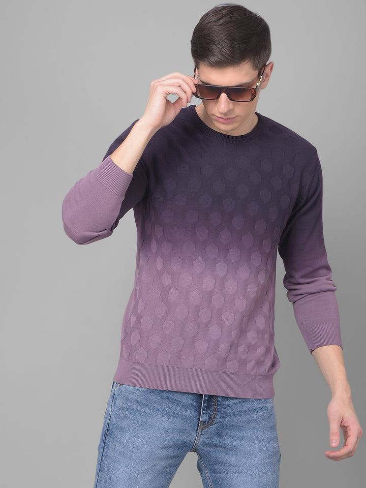 COBB GRADIENT MAUVE PURPLE ROUND NECK SWEATER