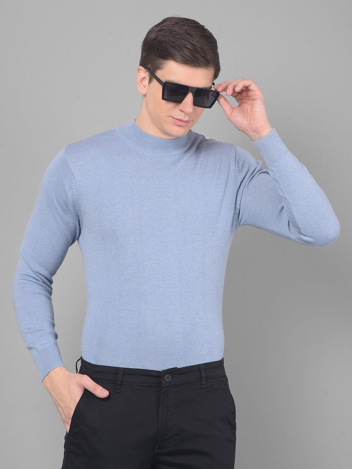 COBB SOLID SKY BLUE HIGH NECK SWEATER