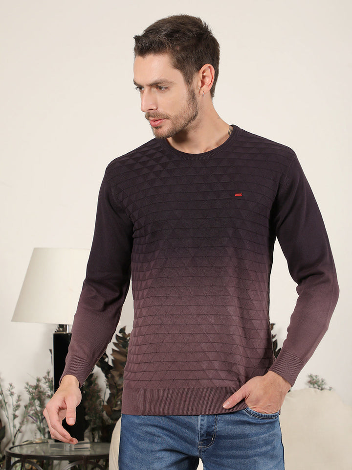 cobb mauve self-design round neck sweater