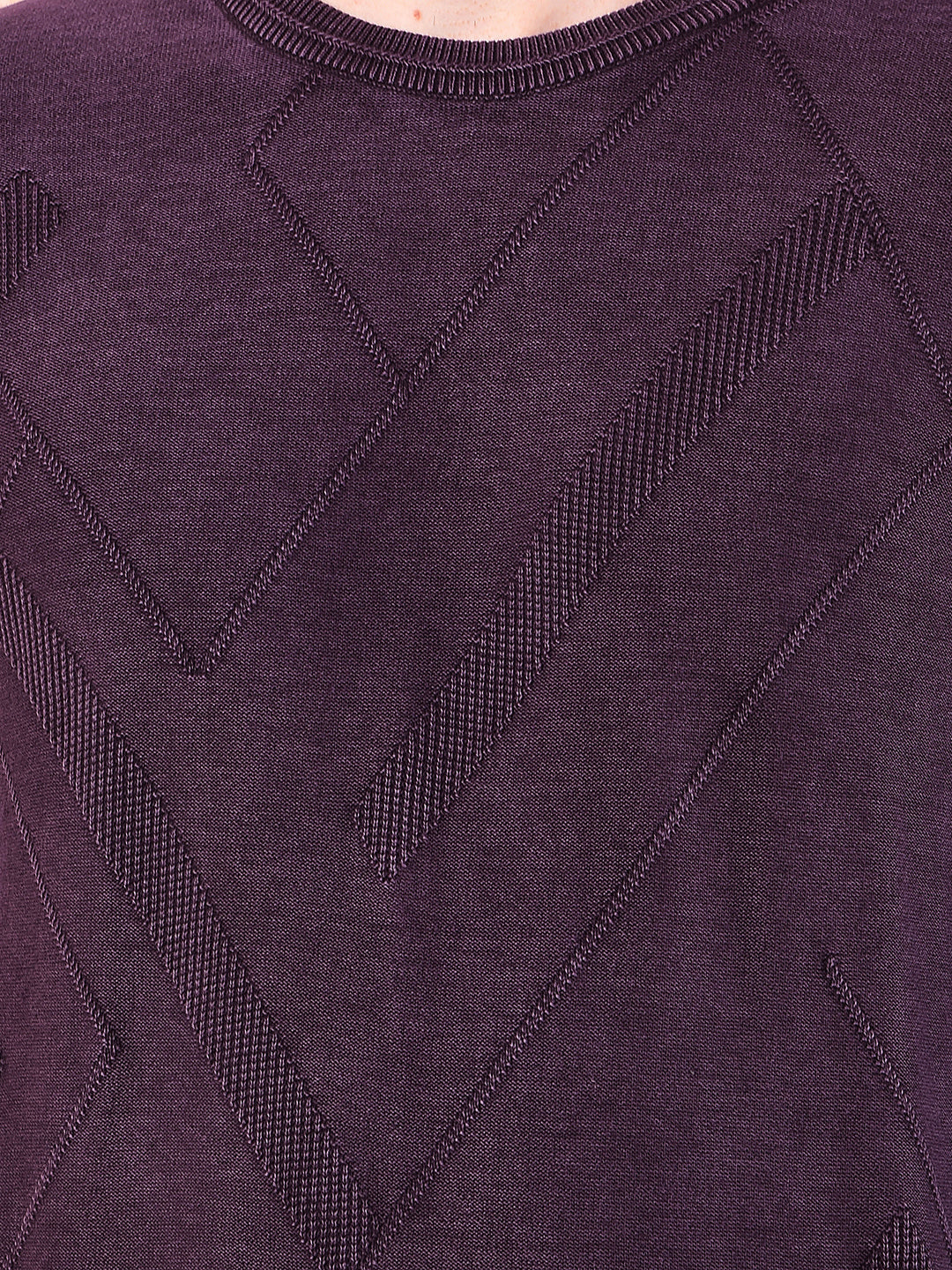 cobb mauve self-design round neck sweater