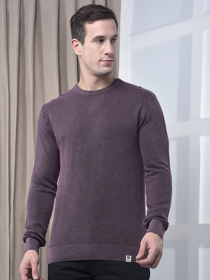 cobb solid mauve round neck sweater