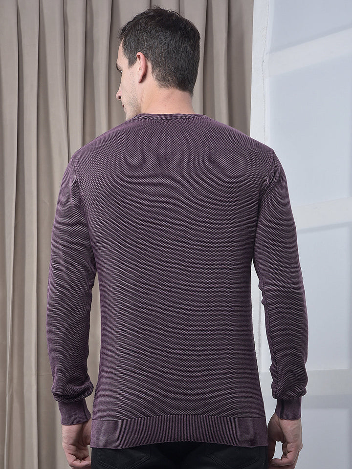 cobb solid mauve round neck sweater