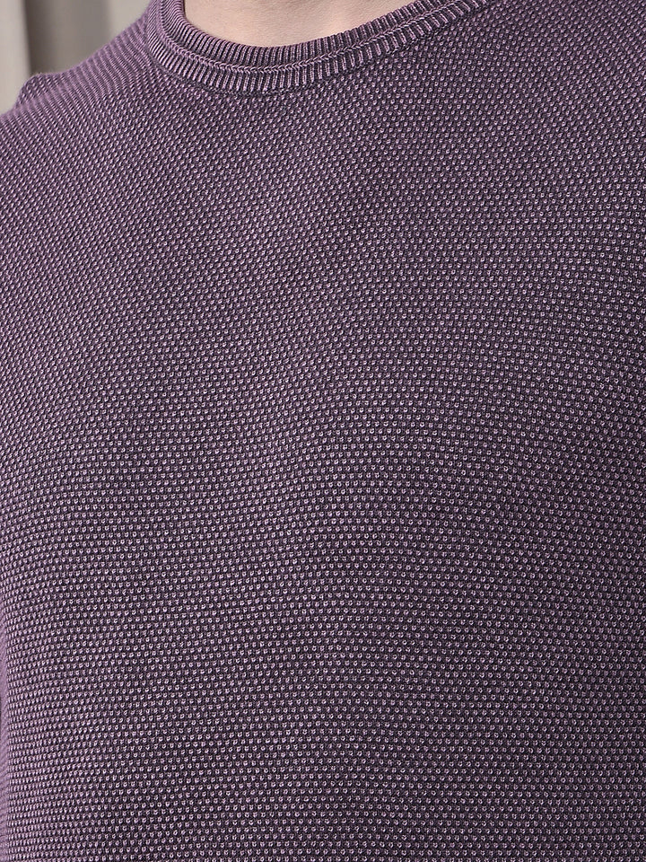 COBB SOLID MAUVE ROUND NECK SWEATER