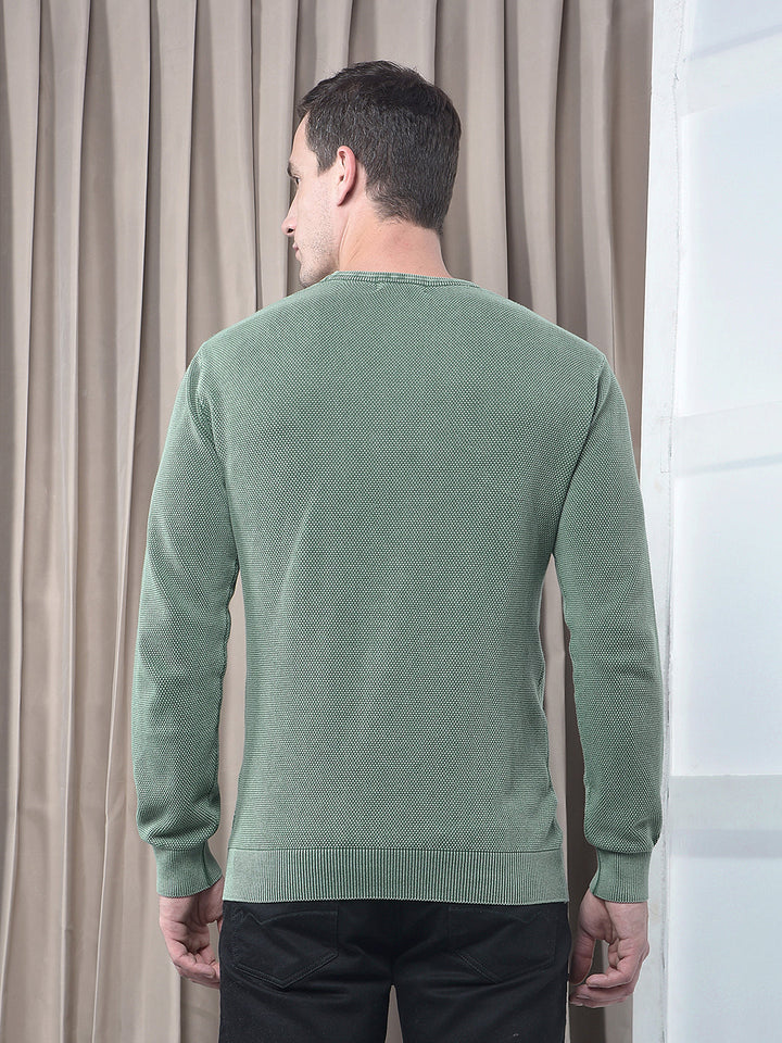 cobb solid washed green round neck sweater