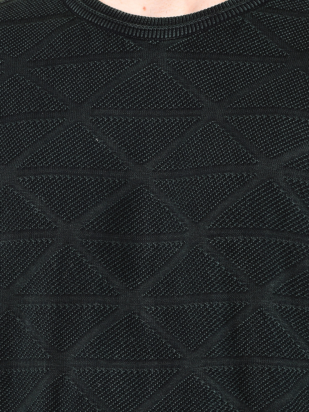 cobb bottle green self-design round neck sweater