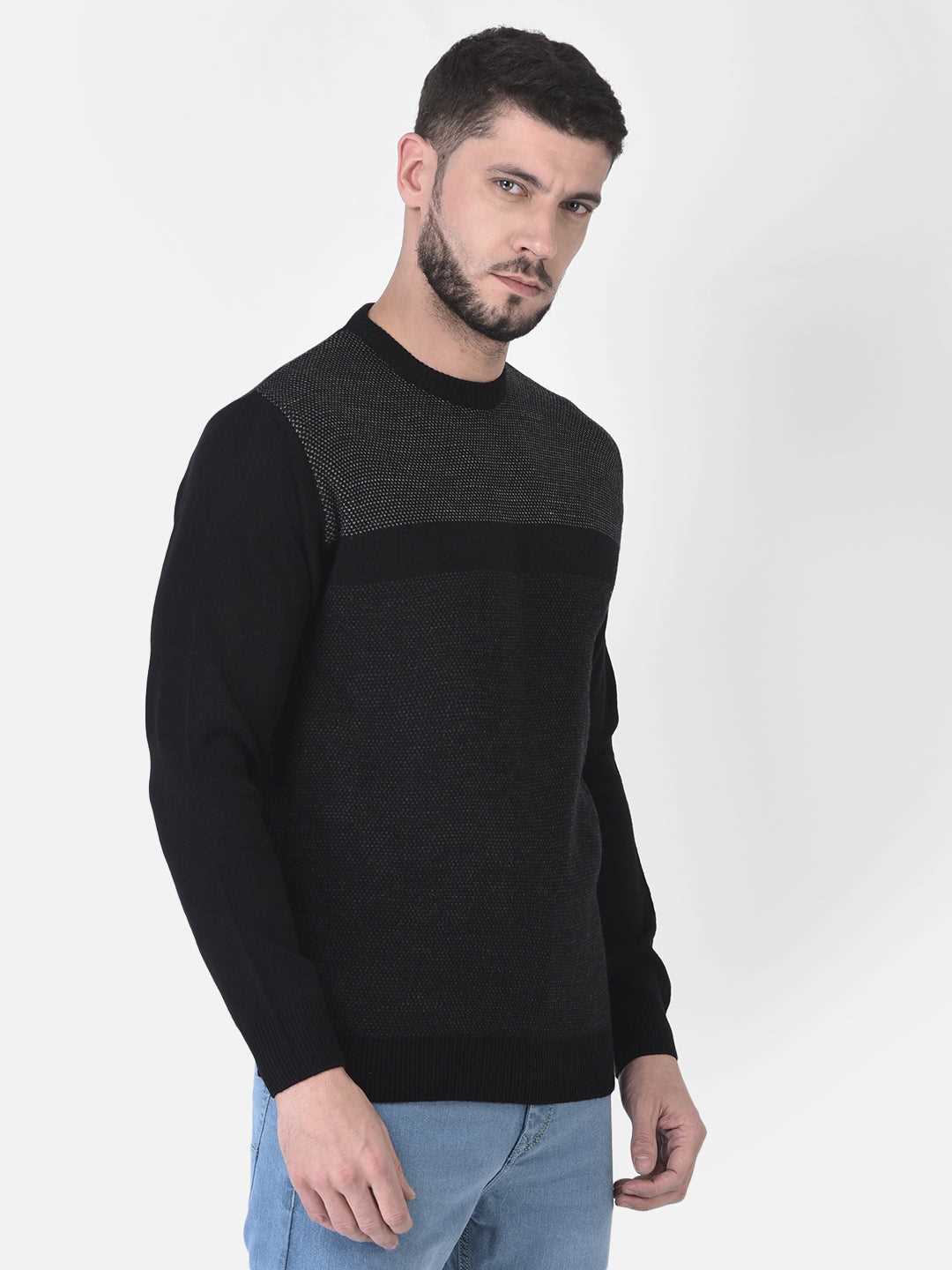 Shop Black Solid Round Neck Sweater High Quality and Versatile