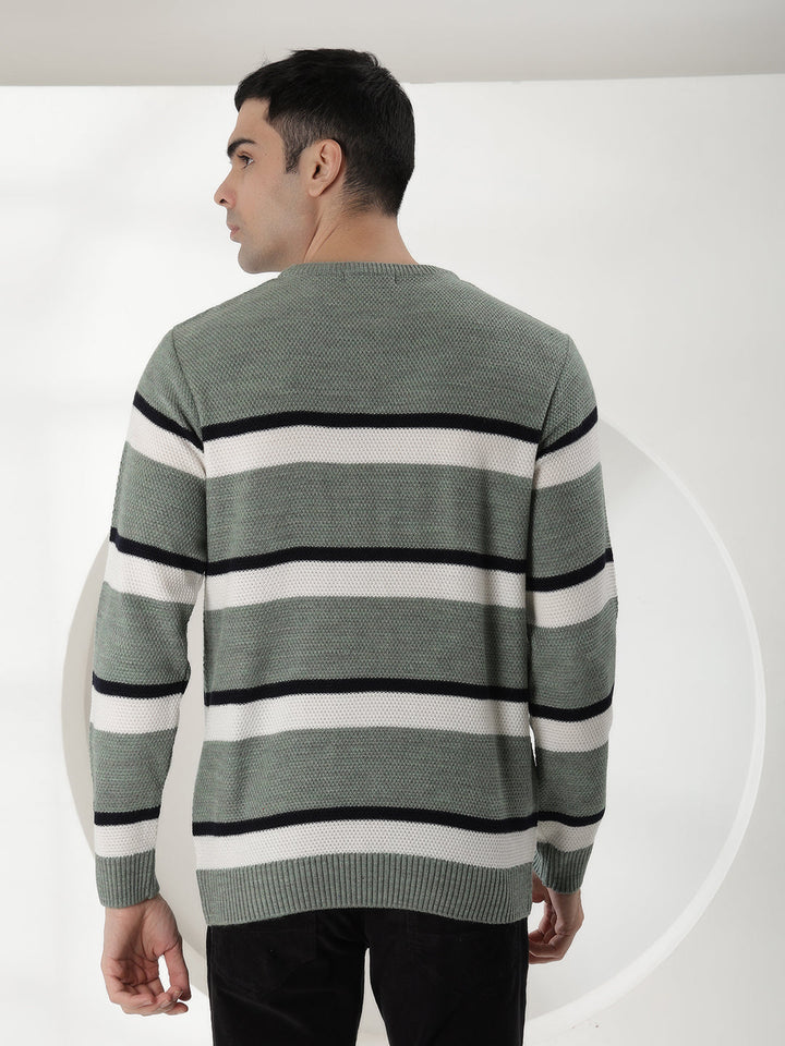 cobb light green striped round neck sweater