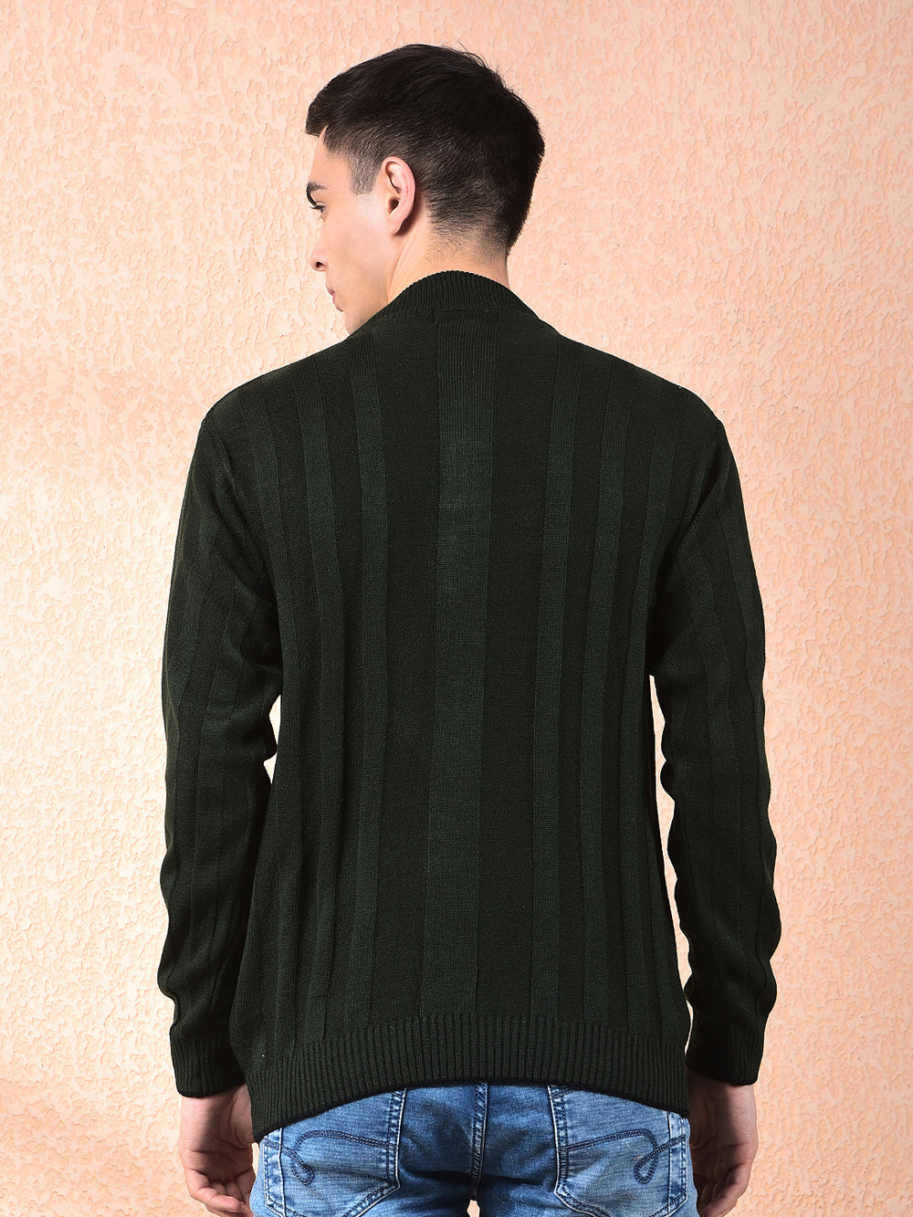 cobb olive self-design zipper sweater