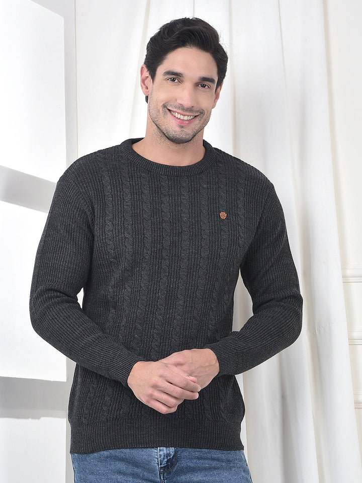 cobb anthra self-design round neck sweater