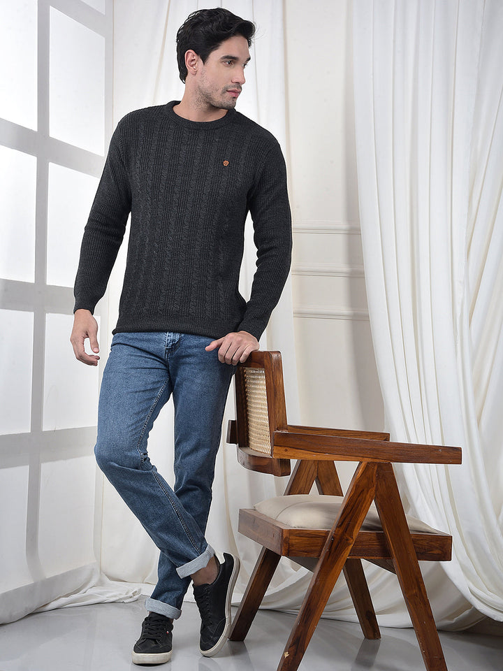 cobb anthra self-design round neck sweater