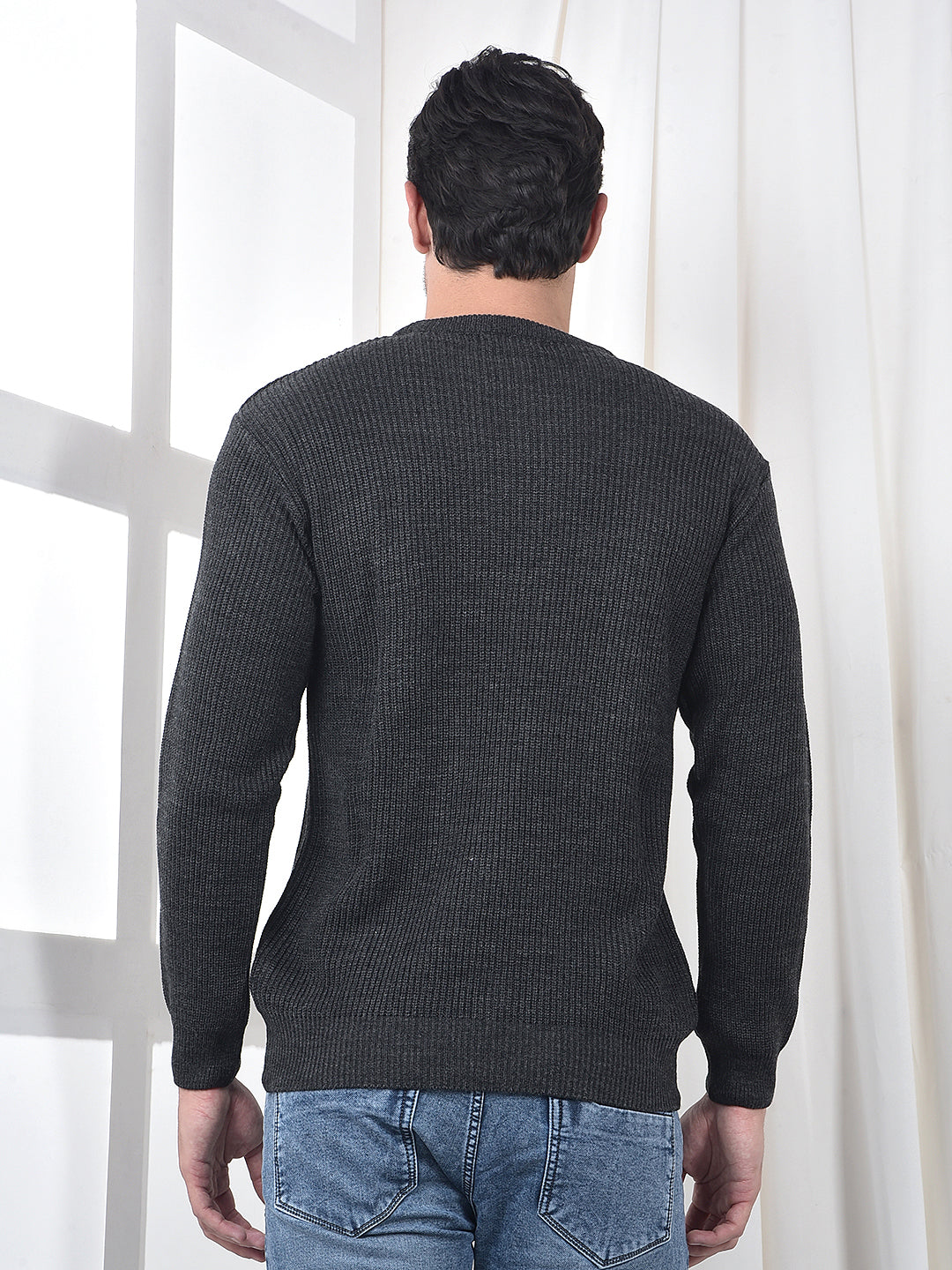 cobb anthra self-design round neck sweater