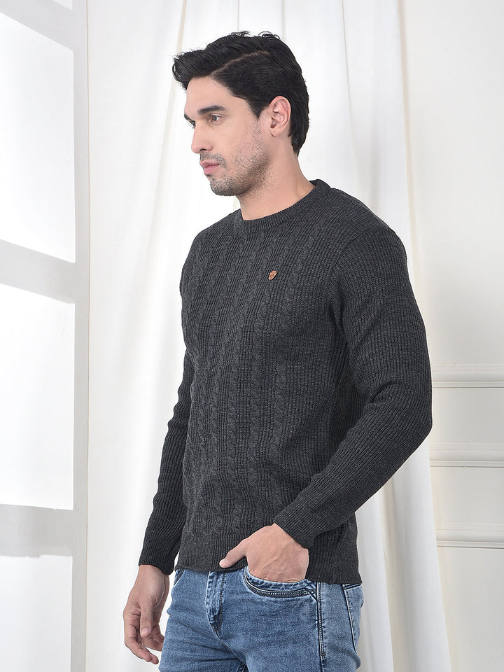 COBB ANTHRA SELF-DESIGN ROUND NECK SWEATER
