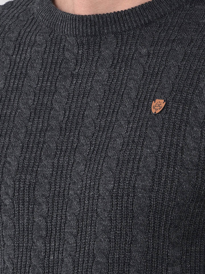 COBB ANTHRA SELF-DESIGN ROUND NECK SWEATER